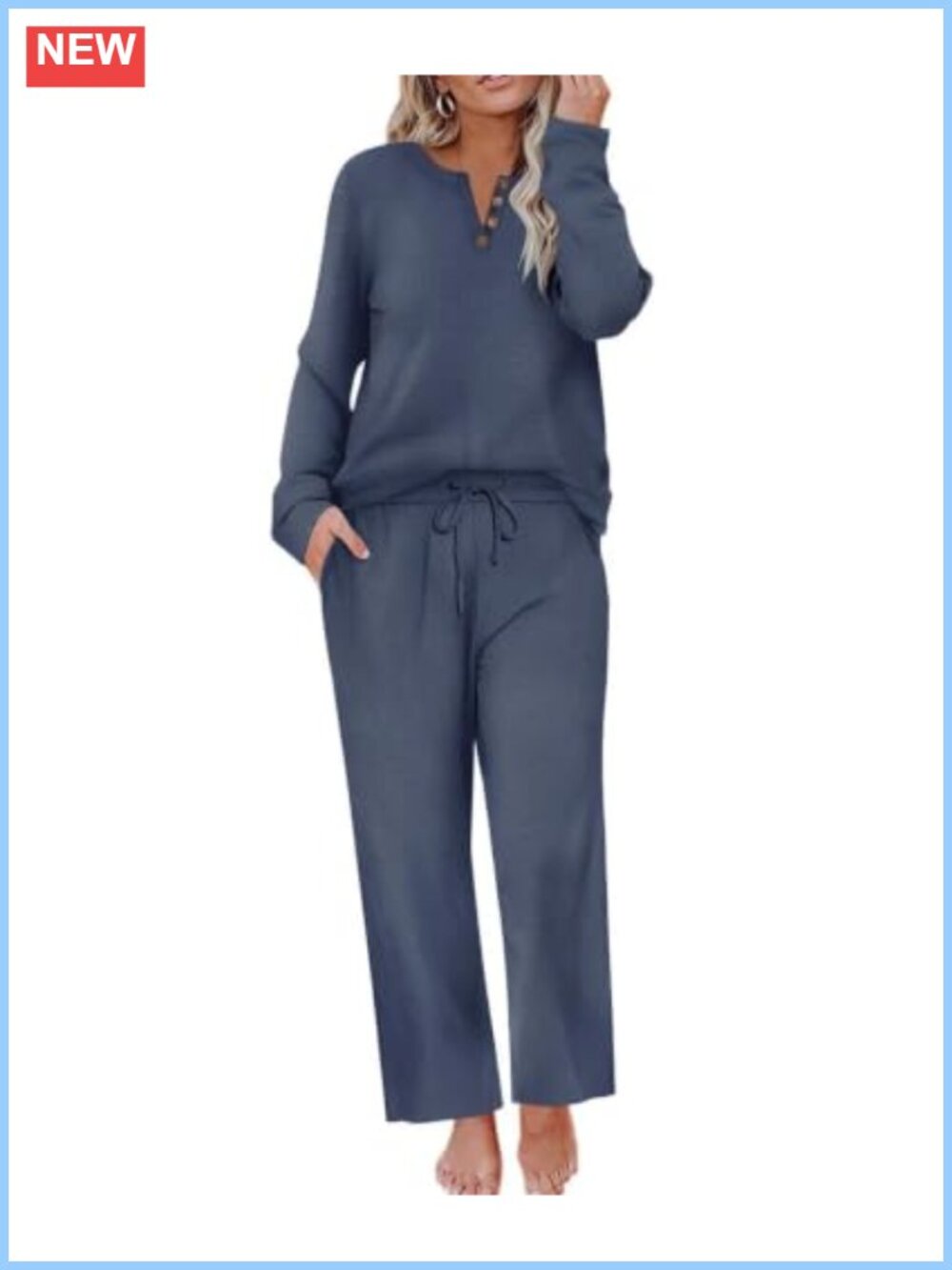 Plus Size Waffle Knit 2-Piece Sweatsuit Set Loungewear